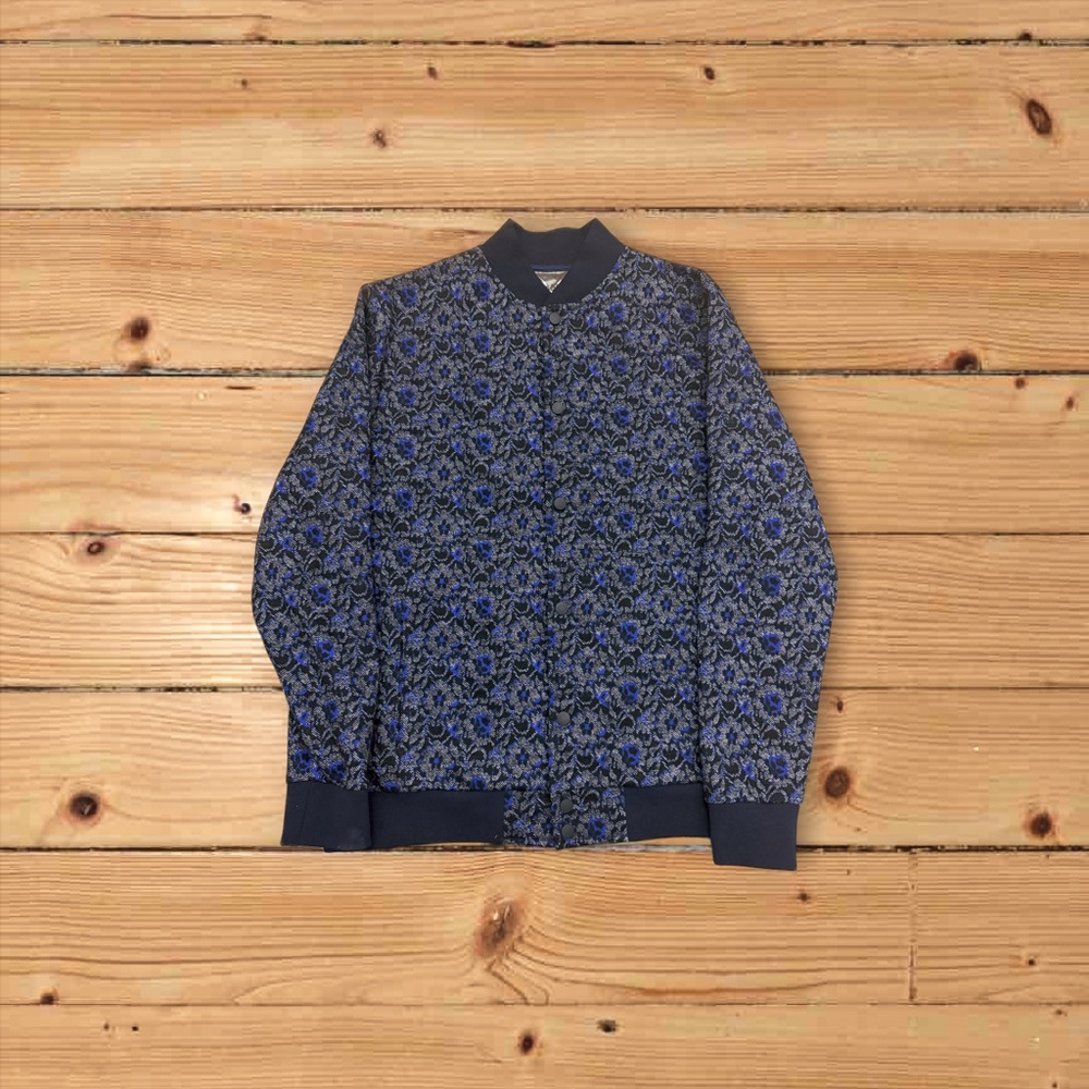 PinoPorte Mens Blue Patterned Bomber Jacket